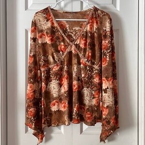 Fashion Bug Floral Wide Sleeve Top